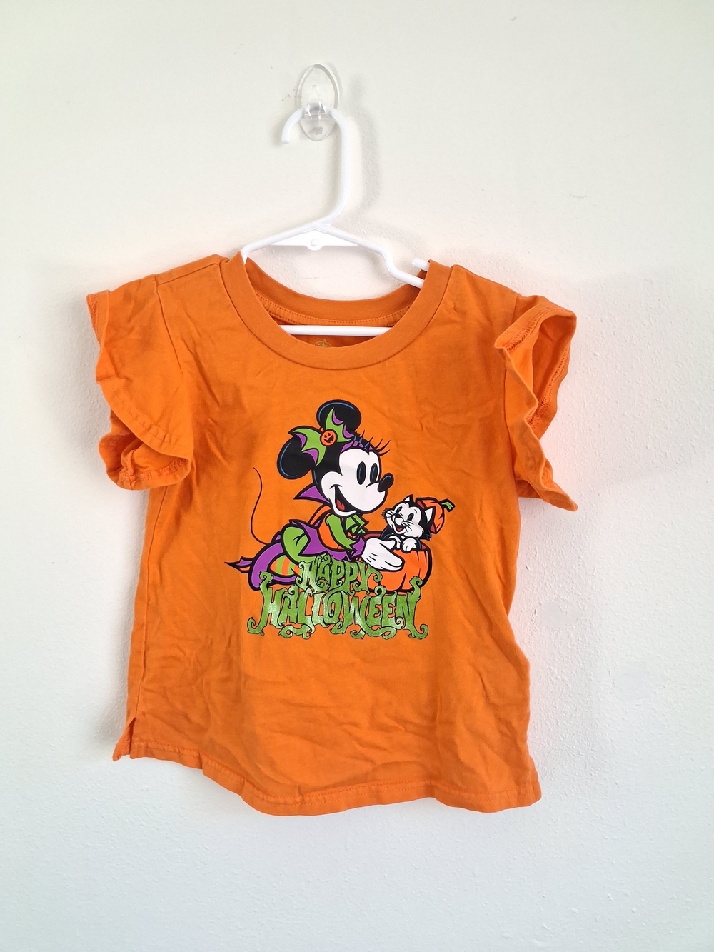 Disney Minnie Mouse Orange Halloween Short Sleeve Tee Small